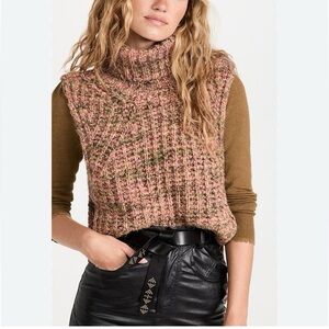 Cozy Pink and Brown Turtleneck Sweater